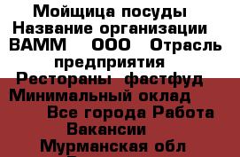 Мойщица посуды › Название организации ­ ВАММ  , ООО › Отрасль предприятия ­ Рестораны, фастфуд › Минимальный оклад ­ 15 000 - Все города Работа » Вакансии   . Мурманская обл.,Видяево нп